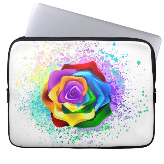 Rose des Regenbogens Laptopschutzhülle (Vorderseite)