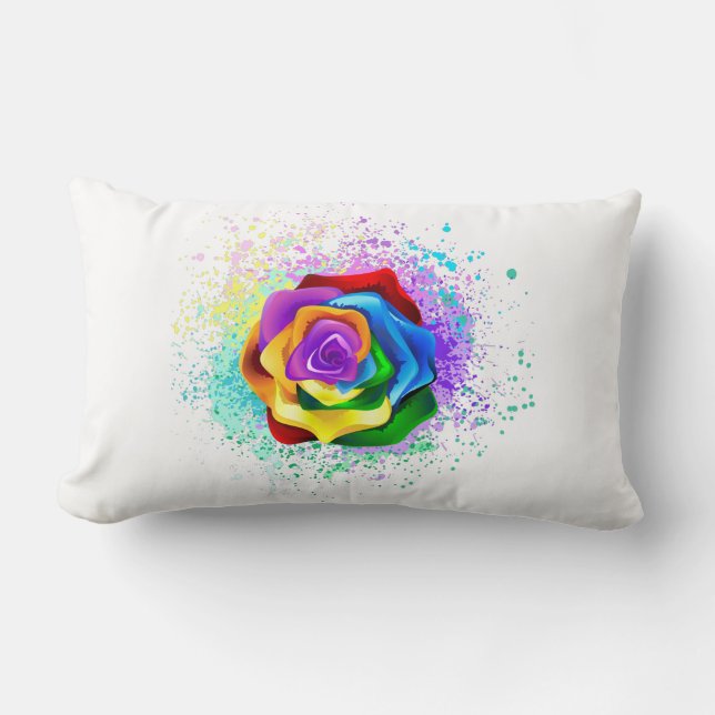 Rose des Regenbogens Lendenkissen (Vorderseite)