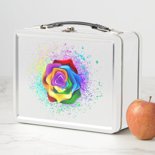 Rose des Regenbogens Metall Brotdose (Beispiel)