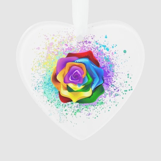Rose des Regenbogens Ornament (Vorderseite)
