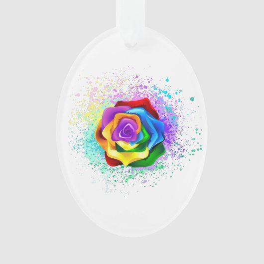 Rose des Regenbogens Ornament (Vorderseite)