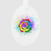 Rose des Regenbogens Ornament (Rückseite)