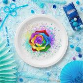 Rose des Regenbogens Pappteller (Party)