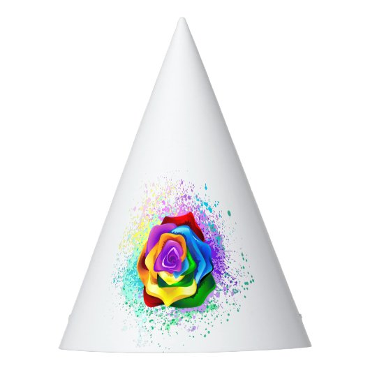 Rose des Regenbogens Partyhütchen (Vorderseite)