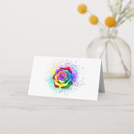 Rose des Regenbogens Platzkarte (Vorderseite)