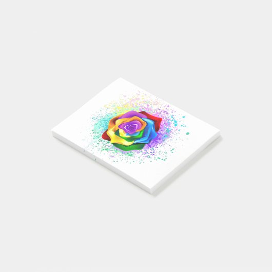Rose des Regenbogens Post-it Klebezettel (angewinkelt)
