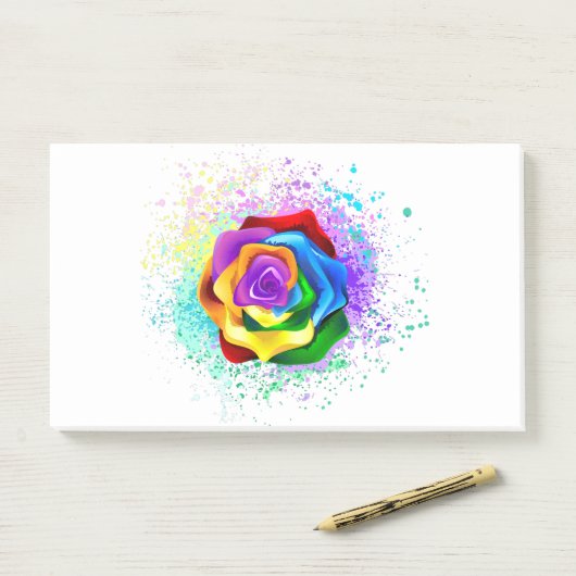 Rose des Regenbogens Post-it Klebezettel (Auf Schreibtisch)