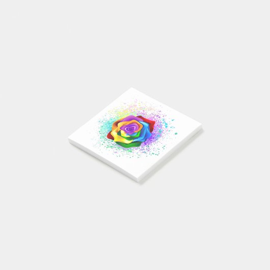 Rose des Regenbogens Post-it Klebezettel (angewinkelt)