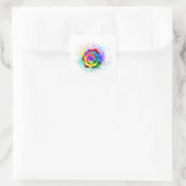 Rose des Regenbogens Quadratischer Aufkleber (Tasche)