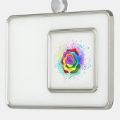 Rose des Regenbogens Rahmen-Ornament Silber (Links)