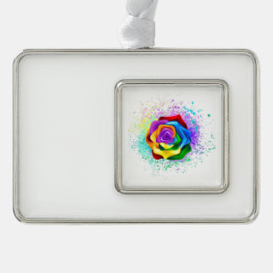 Rose des Regenbogens Rahmen-Ornament Silber