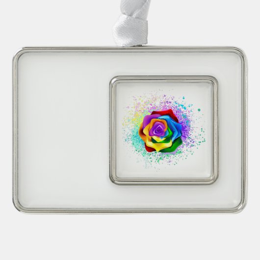 Rose des Regenbogens Rahmen-Ornament Silber (Vorderseite)