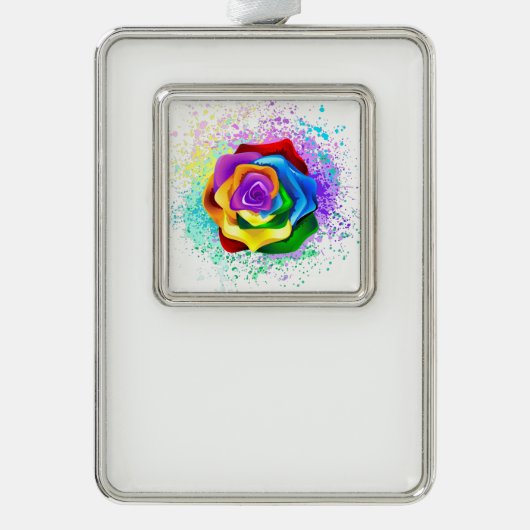 Rose des Regenbogens Rahmen-Ornament Silber (Vorderseite)