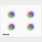 Rose des Regenbogens Rechteckiger Aufkleber (Blatt)
