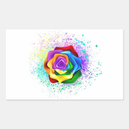 Rose des Regenbogens Rechteckiger Aufkleber (Vorderseite)