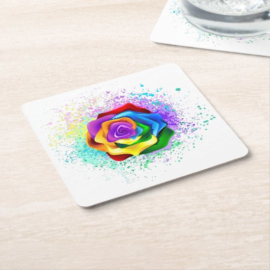 Rose des Regenbogens Rechteckiger Pappuntersetzer (angewinkelt)