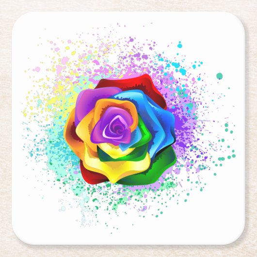Rose des Regenbogens Rechteckiger Pappuntersetzer (Vorderseite)