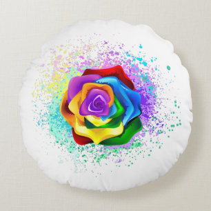 Rose des Regenbogens Rundes Kissen