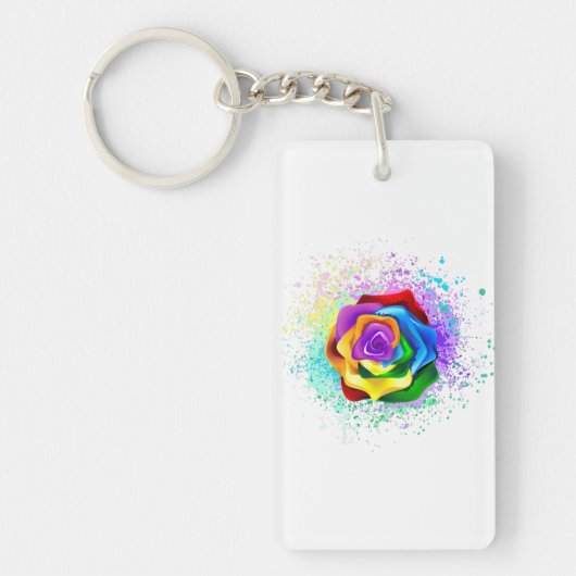 Rose des Regenbogens Schlüsselanhänger (Vorderseite)