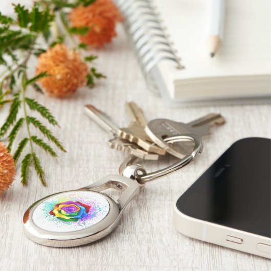 Rose des Regenbogens Schlüsselanhänger (Seite)
