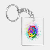 Rose des Regenbogens Schlüsselanhänger (Vorderseite links)
