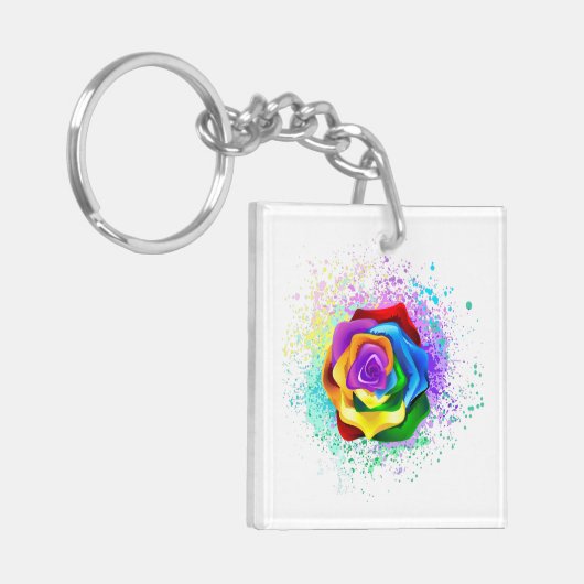 Rose des Regenbogens Schlüsselanhänger (Vorderseite links)