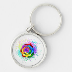 Rose des Regenbogens Schlüsselanhänger