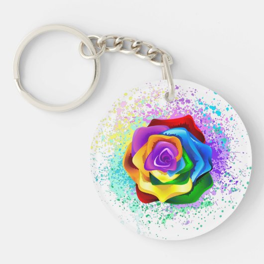 Rose des Regenbogens Schlüsselanhänger (Vorderseite)