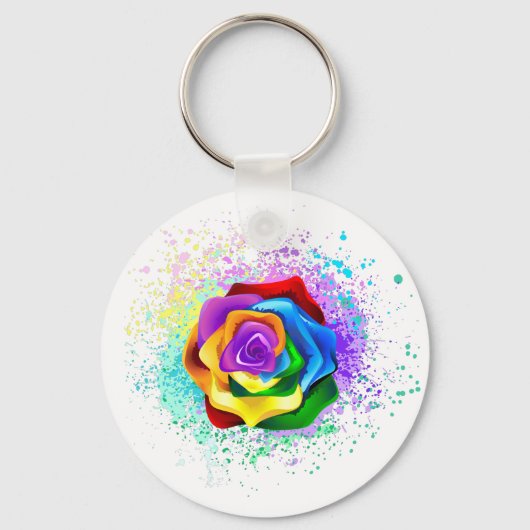 Rose des Regenbogens Schlüsselanhänger (Vorderseite)