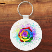 Rose des Regenbogens Schlüsselanhänger (Vorderseite)
