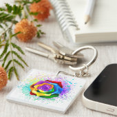 Rose des Regenbogens Schlüsselanhänger (Vorderseite rechts)