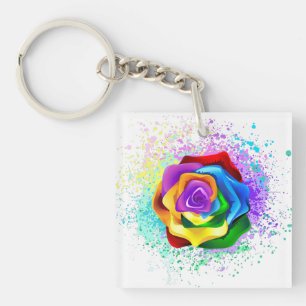 Rose des Regenbogens Schlüsselanhänger