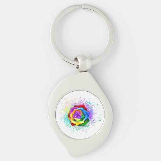 Rose des Regenbogens Schlüsselanhänger (Vorderseite)
