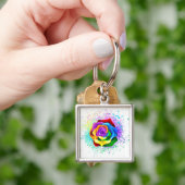 Rose des Regenbogens Schlüsselanhänger (Hand)
