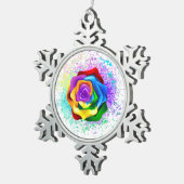 Rose des Regenbogens Schneeflocken Zinn-Ornament (Rechts)