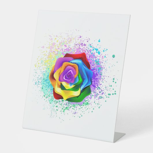 Rose des Regenbogens Sockelschild (Vorderseite)