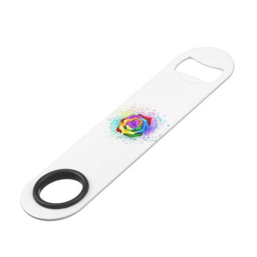 Rose des Regenbogens Speed Flaschenöffner (Vorderseite Schrägansicht)