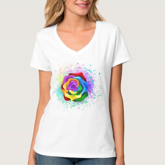 Rose des Regenbogens T-Shirt (Vorderseite)