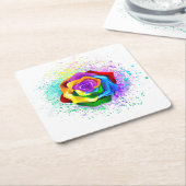 Rose des Regenbogens Untersetzer (angewinkelt)