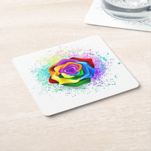 Rose des Regenbogens Untersetzer (angewinkelt)