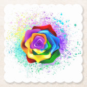 Rose des Regenbogens Untersetzer (Vorderseite)