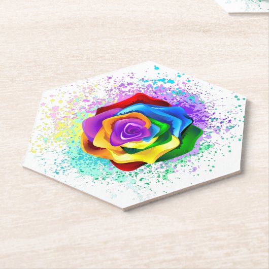 Rose des Regenbogens Untersetzer (angewinkelt)