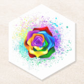 Rose des Regenbogens Untersetzer (Vorderseite)