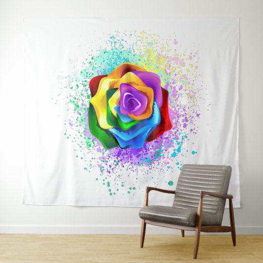 Rose des Regenbogens Wandteppich (Beispiel (Horizontal))