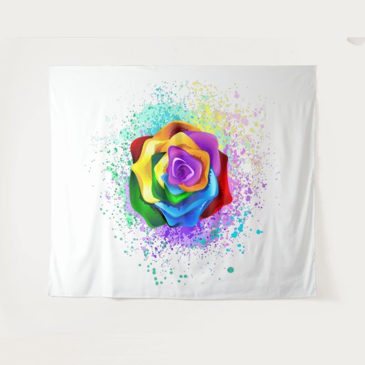 Rose des Regenbogens Wandteppich (Vorderseite (Horizontal))
