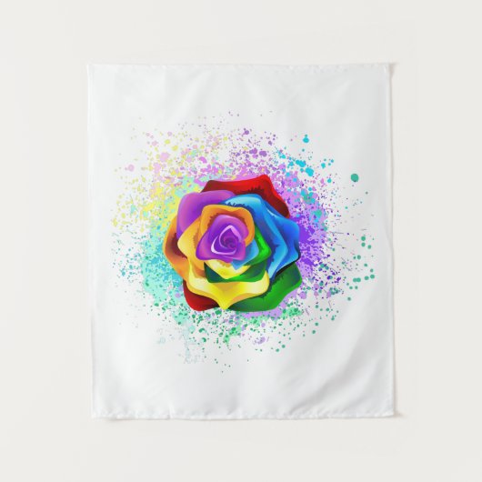 Rose des Regenbogens Wandteppich (Vorderseite)