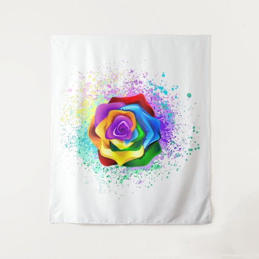 Rose des Regenbogens Wandteppich (Vorderseite)