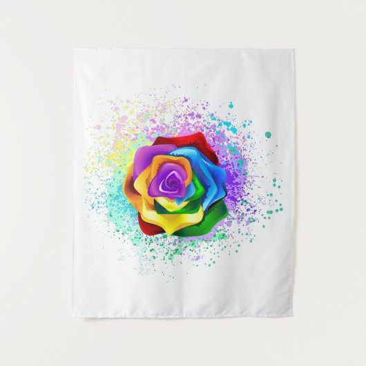 Rose des Regenbogens Wandteppich (Vorderseite)