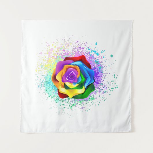 Rose des Regenbogens Wandteppich (Vorderseite)