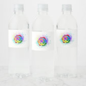 Rose des Regenbogens Wasserflaschenetikett (Flaschen)